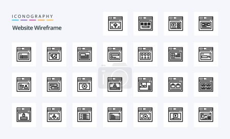 Ilustración de 25 Sitio web Wireframe Line icono pack - Imagen libre de derechos