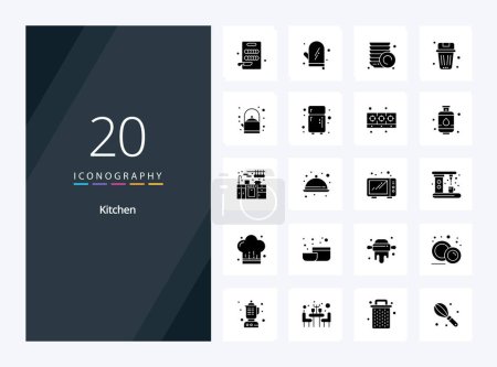 Ilustración de 20 Cocina icono de glifo sólido para la presentación - Imagen libre de derechos