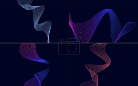 Illustration for Our set of 4 vector line backgrounds includes abstract waving lines - Royalty Free Image