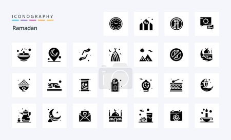 Illustration for 25 Ramadan Solid Glyph icon pack - Royalty Free Image
