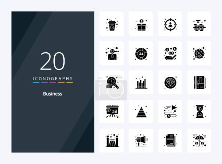 Téléchargez les illustrations : Icône Glyphe solide de 20 entreprises pour la présentation - en licence libre de droit