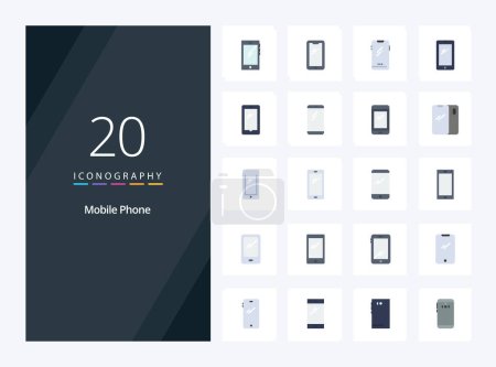 Illustration for 20 Mobile Phone Flat Color icon for presentation - Royalty Free Image