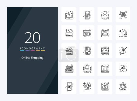 Ilustración de 20 icono del esquema de compras en línea para la presentación - Imagen libre de derechos