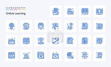 Ilustración de 25 aprendizaje en línea Blue icon pack - Imagen libre de derechos