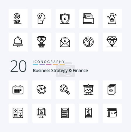 Illustration for 20 Business Strategy And Finance Line icon Pack like find japanese  statistic  japan - Royalty Free Image