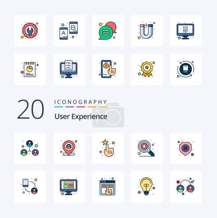 Illustration for 20 User Experience Line Filled Color icon Pack like failed protection interface antivirus search - Royalty Free Image