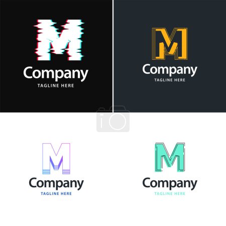 Téléchargez les illustrations : Lettre M Big Logo Pack Design Creative Design de logos modernes pour votre entreprise - en licence libre de droit