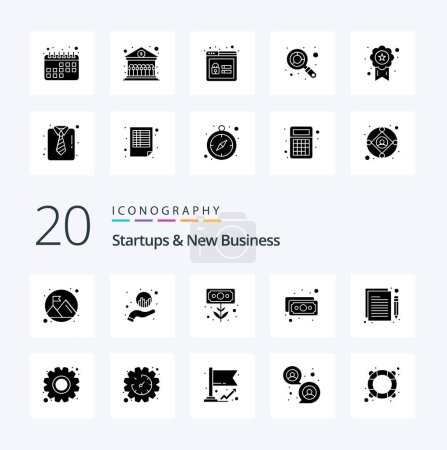 Illustration for 20 Startups And New Business Solid Glyph icon Pack like content money currency cash payment - Royalty Free Image