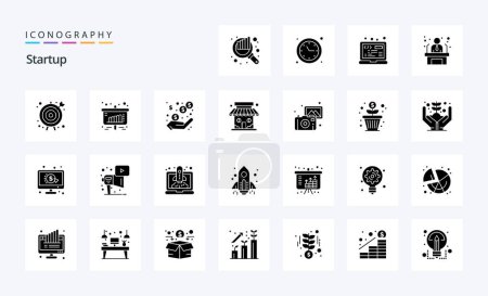 Illustration for 25 Startup Solid Glyph icon pack - Royalty Free Image