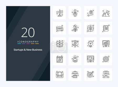 Illustration for 20 Startups And New Business Outline icon for presentation - Royalty Free Image
