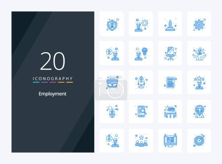 Téléchargez les illustrations : 20 icône de couleur bleu emploi pour la présentation - en licence libre de droit