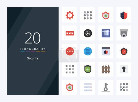 Illustration for 20 Security Flat Color icon for presentation - Royalty Free Image