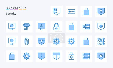 Illustration for 25 Security Blue icon pack - Royalty Free Image