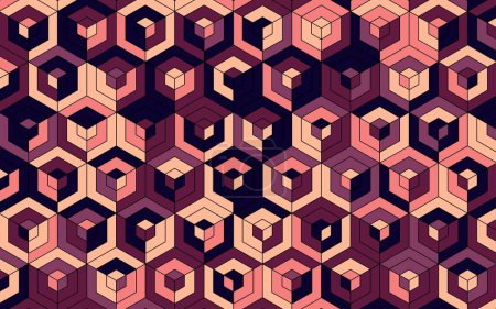 Illustration for 3d Red Block Hexagone Banner Background - Royalty Free Image
