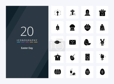 Illustration for 20 Easter Solid Glyph icon for presentation - Royalty Free Image