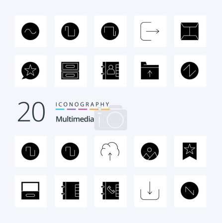 Téléchargez les illustrations : 20 Multimédia Solid Glyph icône Pack comme la déconnexion favori multimédia signet nature - en licence libre de droit