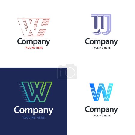Illustration for Letter W Big Logo Pack Design Creative Modern logos design for your business - Royalty Free Image
