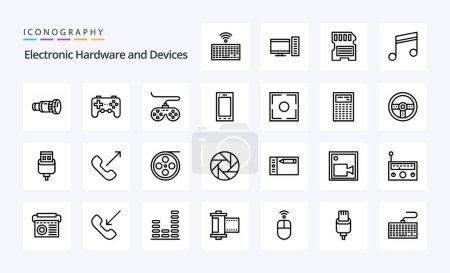 Ilustración de Paquete de iconos de 25 dispositivos Line - Imagen libre de derechos