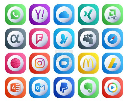 Ilustración de 20 Paquete de iconos de redes sociales Incluyendo anuncios. McDonald 's. msn. google duo. dribbble - Imagen libre de derechos