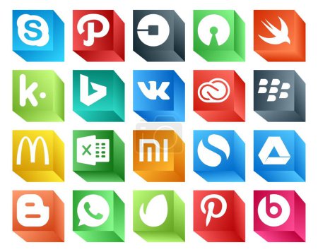 Ilustración de 20 Paquete de iconos de redes sociales incluyendo xiaomi. McDonald 's. kik. mora. cc. - Imagen libre de derechos