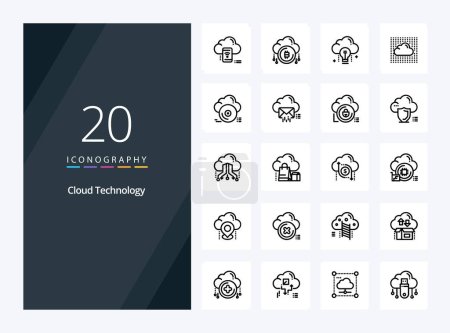 Ilustración de 20 Cloud Technology Icono de esquema para la presentación - Imagen libre de derechos