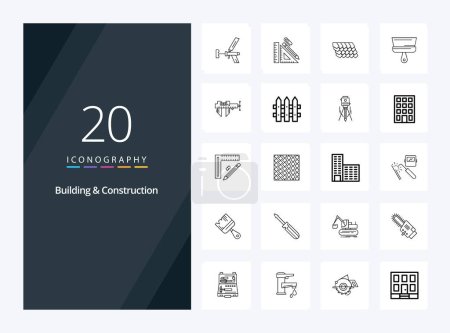 Téléchargez les illustrations : 20 Bâtiment et construction icône de contour pour la présentation - en licence libre de droit