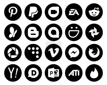 Ilustración de 20 Paquete de iconos de redes sociales incluyendo firefox. Vídeo. blogger. vimeo. picasa - Imagen libre de derechos