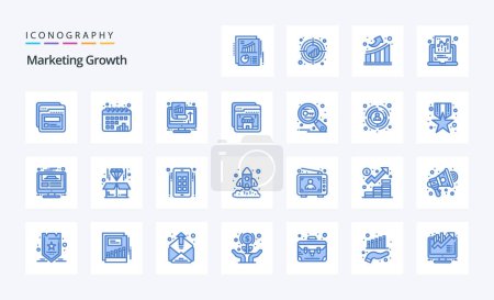 Ilustración de Paquete de iconos de Marketing Growth Blue - Imagen libre de derechos