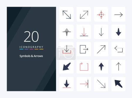Illustration for 20 Symbols  Arrows Flat Color icon for presentation - Royalty Free Image