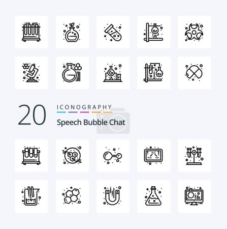 Illustration for 20 Chat Line icon Pack. like test. study. atoms. formula. chemistry - Royalty Free Image