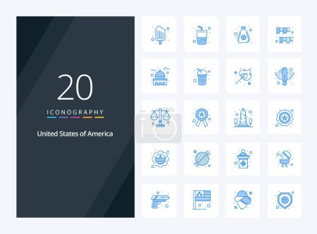 Illustration for 20 Usa Blue Color icon for presentation - Royalty Free Image