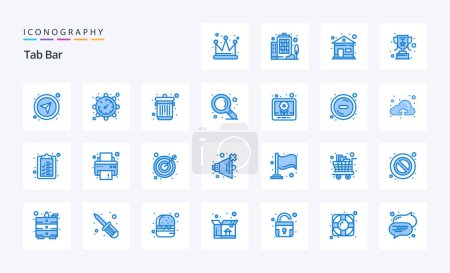 Illustration for 25 Tab Bar Blue icon pack - Royalty Free Image