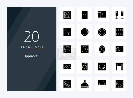 Ilustración de 20 Electrodomésticos Solid Glyph icono para la presentación - Imagen libre de derechos