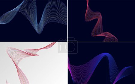 Ilustración de Nuestro conjunto de 4 fondos vectoriales incluye líneas de ondulación abstractas y patrones de onda - Imagen libre de derechos