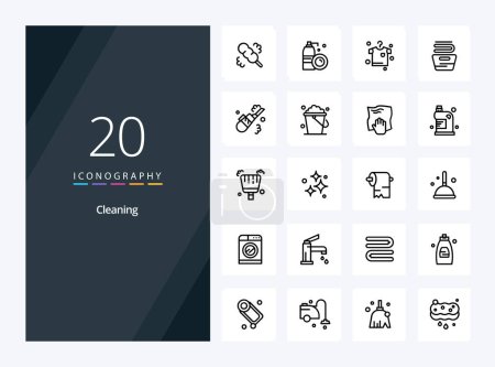 Illustration for 20 Cleaning Outline icon for presentation - Royalty Free Image