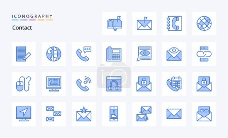 Illustration for 25 Contact Blue icon pack - Royalty Free Image