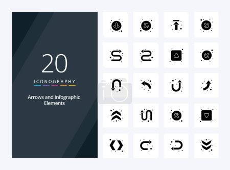 Illustration for 20 Arrow Solid Glyph icon for presentation - Royalty Free Image