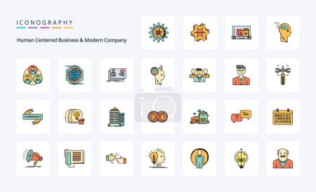 Illustration for 25 Human Centered Business And Modern Company Line Filled Style icon pack - Royalty Free Image