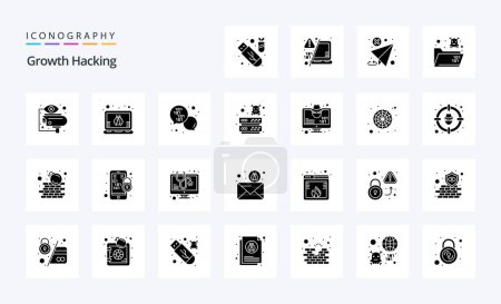 Illustration for 25 Hacking Solid Glyph icon pack - Royalty Free Image