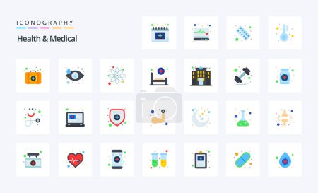 Illustration for 25 Health And Medical Flat color icon pack - Royalty Free Image