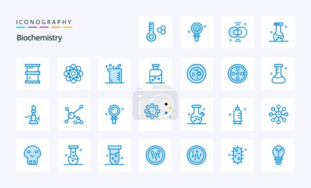 Illustration for 25 Biochemistry Blue icon pack - Royalty Free Image
