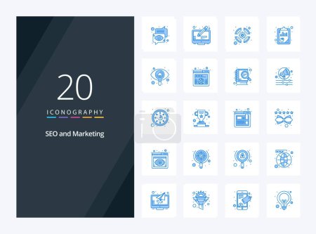 Ilustración de 20 Seo icono de color azul para la presentación - Imagen libre de derechos