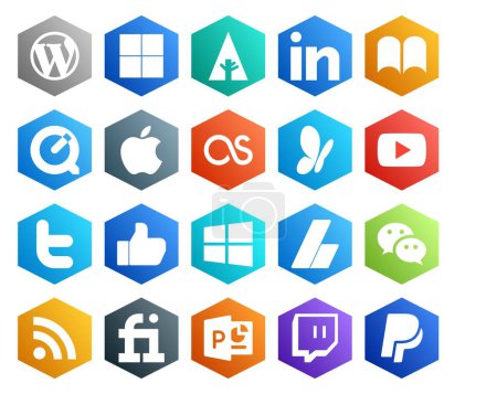 Ilustración de 20 Paquete de iconos de redes sociales Incluyendo anuncios. ventanas. por última vez. Como. twitter - Imagen libre de derechos