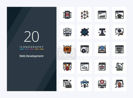 Téléchargez les illustrations : 20 Ligne de développement Web icône remplie pour la présentation - en licence libre de droit