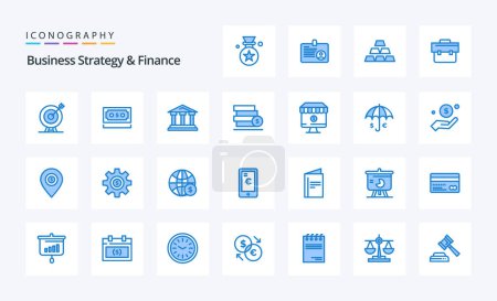 Ilustración de 25 Estrategia de negocios y finanzas Blue icon pack - Imagen libre de derechos