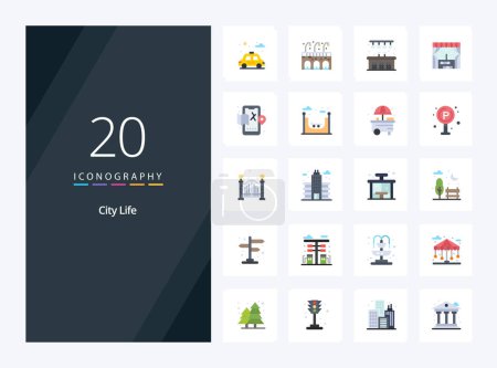 Illustration for 20 City Life Flat Color icon for presentation - Royalty Free Image