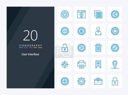 Illustration for 20 User Interface Blue Color icon for presentation - Royalty Free Image
