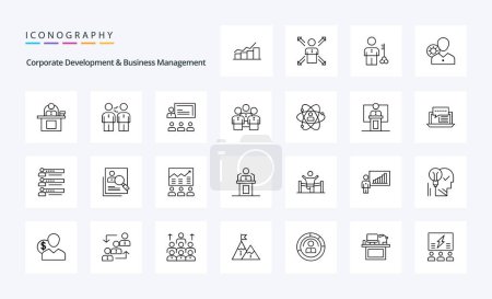 Ilustración de Paquete de iconos de 25 líneas de desarrollo corporativo y gestión empresarial - Imagen libre de derechos