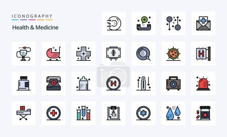 Illustration for 25 Health  Medicine Line Filled Style icon pack - Royalty Free Image