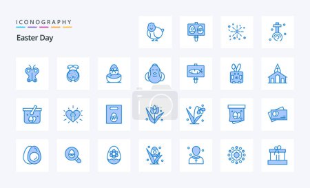 Illustration for 25 Easter Blue icon pack - Royalty Free Image